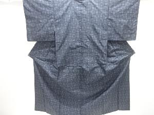 斜め格子に花模様織り出し本場泥大島紬着物アンサンブル(5マルキ)